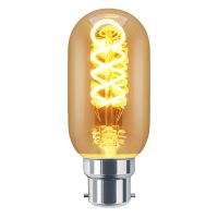 4w LED Vintage Spiral Filament Bulb Smoked Gold Glass B22 Teardrop T45