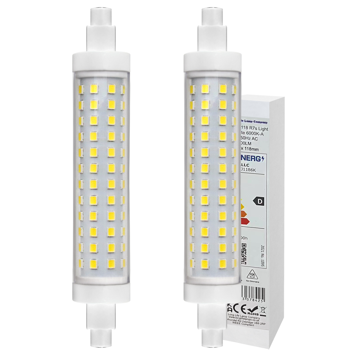 2 x R7S 118mm LED Bulb J118 Halogen Linear Replacement 12w 6000k for Flood Lights