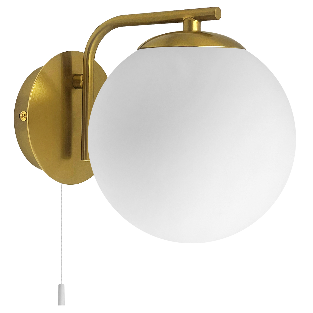 Modern Indoor Brass Frosted Glass Wall Light with Pull Switch BW15