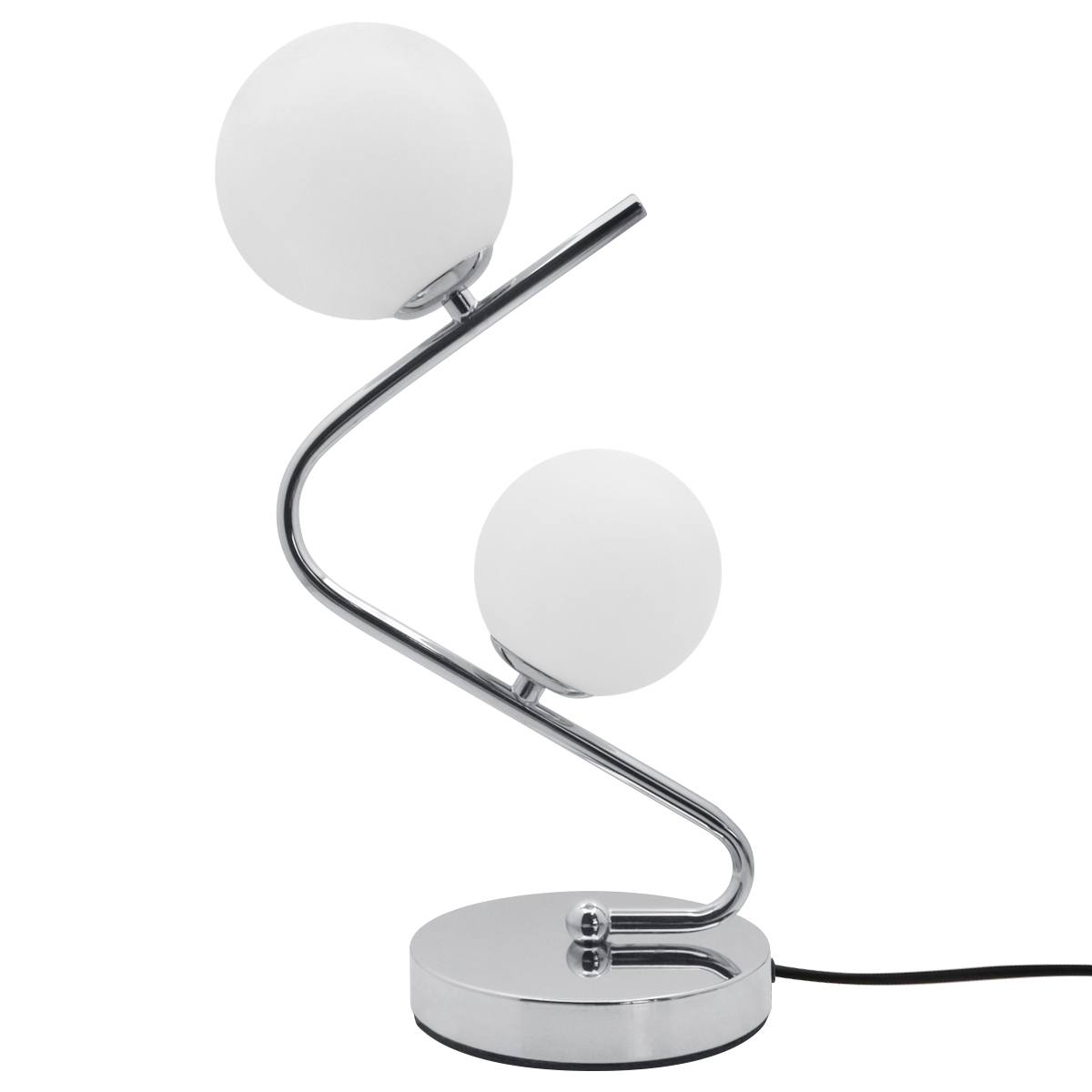 Modern Chrome Twin Opaque Frosted Glass Globe Table Lamp T506
