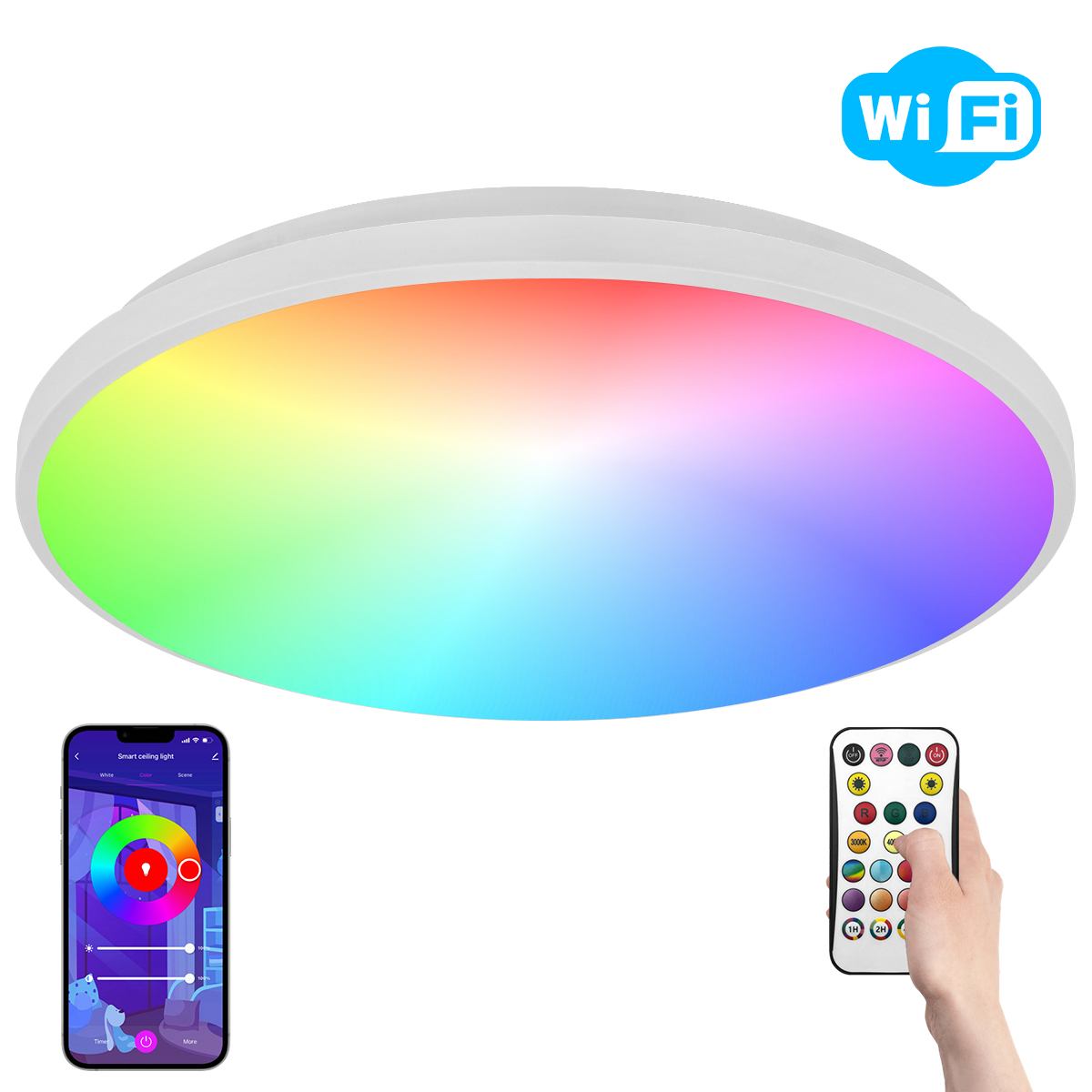 24W LED WiFi Ceiling Light with RGB App Control and Remote Smart Colour Changing WF03