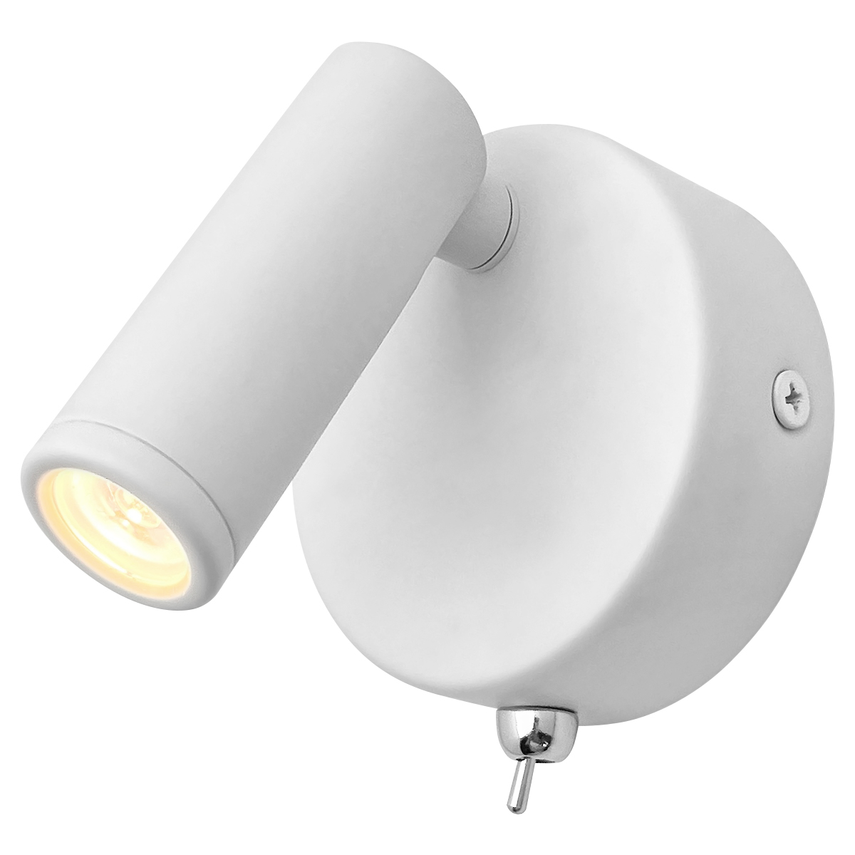  3W LED Adjustable White Wall Mounted Bedside Light Switched Warm White BW07