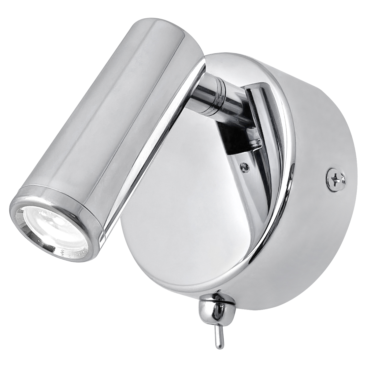 3W LED Adjustable Chrome Wall Mounted Bedside Light Switched Cool White BW10