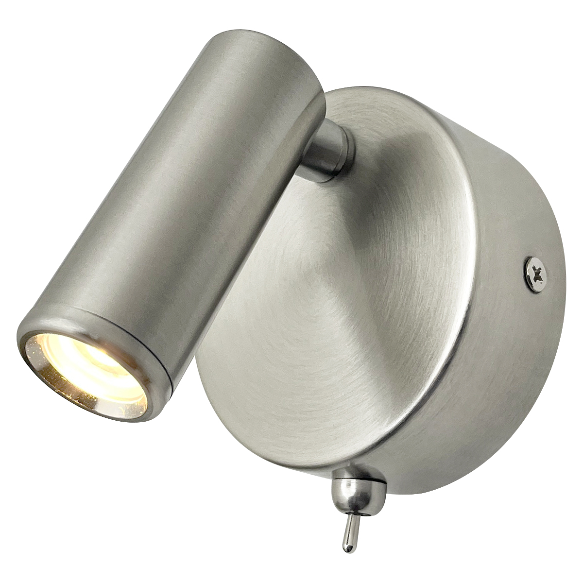 3W LED Bedside Reading Wall Light Brushed Chrome Warm White 3000K BW11