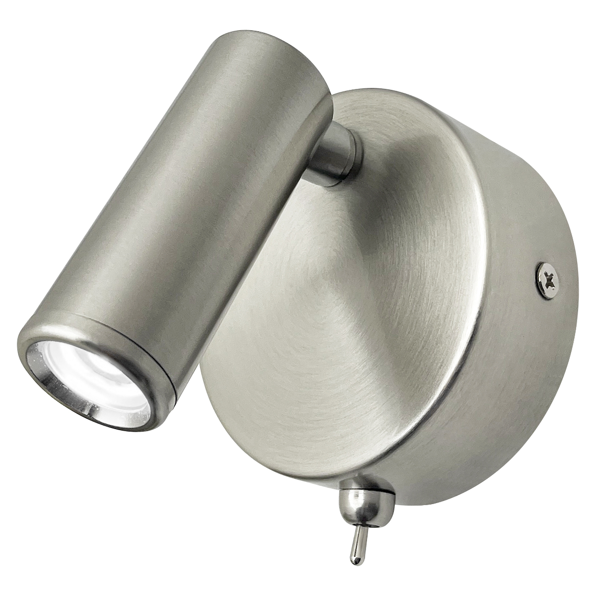 3W LED Bedside Reading Wall Light Brushed Chrome Cool White 6500K BW12