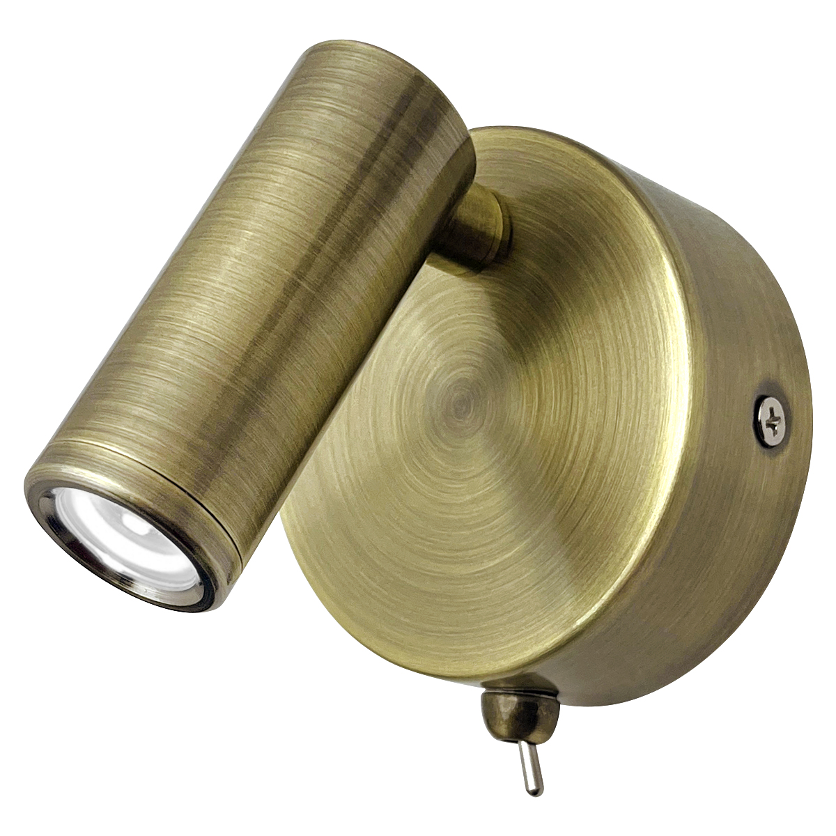 3W LED Bedside Reading Wall Light Antique Brass Cool White 6500K BW14