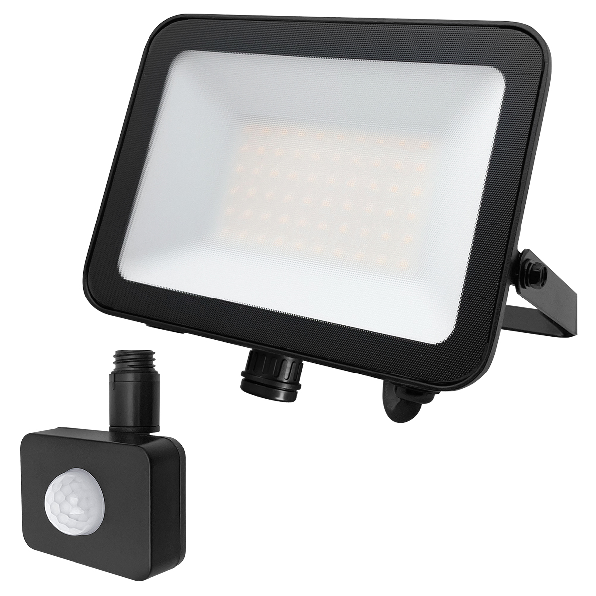50W LED Floodlight Black Natural White 4000K with Detachable PIR Sensor FL4K50W