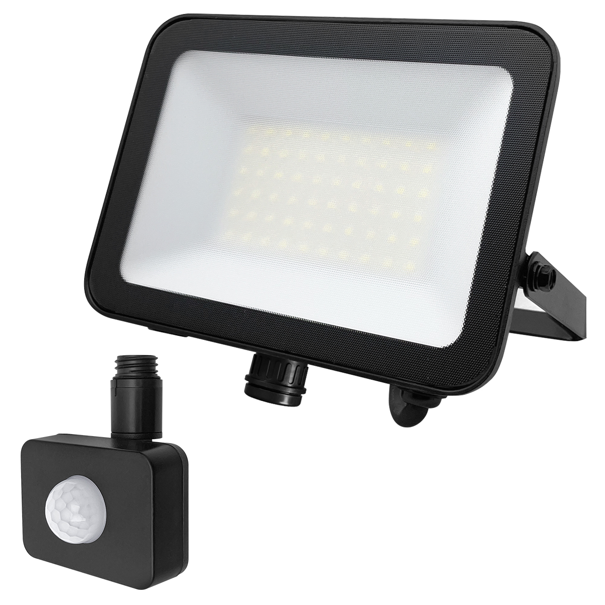 50W LED Floodlight Black Cool White 6500K with Detachable PIR Sensor FL65K50W