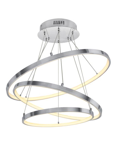 Modern Round Chandelier LED 3 Ring Ceiling Pendant Light Warm White